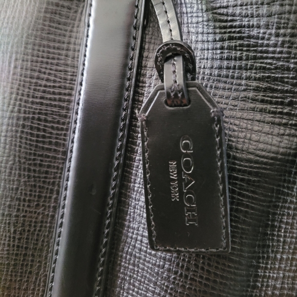 EUC Vintage Coach Metropolitan Commuter Double-zip Briefcase, black and brass - Picture 4 of 10